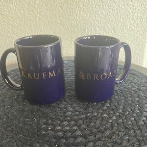 Kaufman and Broad  Ceramic Mugs with Gold Lettering Lot of 2